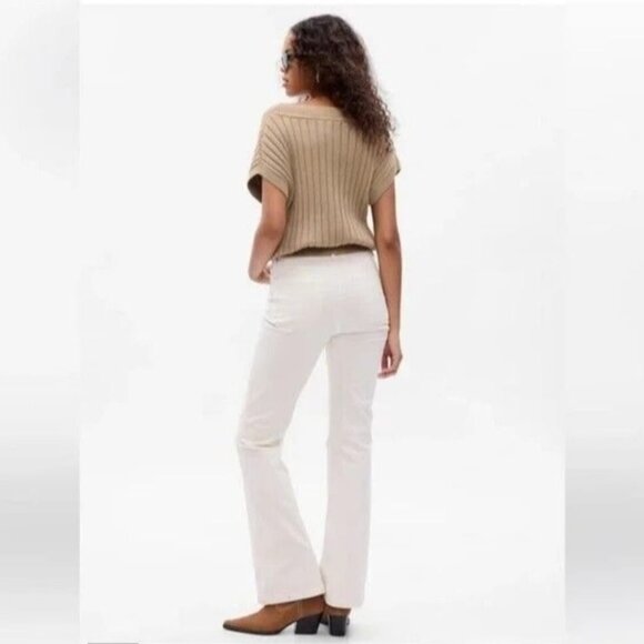 Gap 70's Flare Hi Rise Ivory Frost Corduroy Pants Size 30T NWOT - Picture 2 of 11